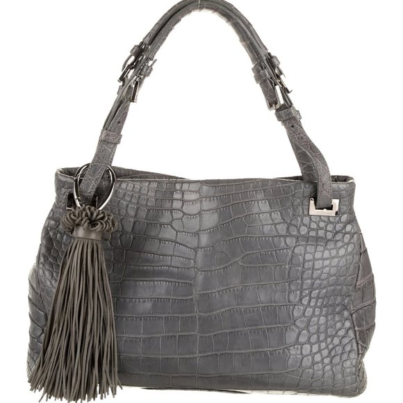 Suarez New York Handbags - Suarez NY "DEBRA" Genuine Alligator Matte Grey Bag